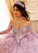 Rachel Allan RQ3182 Long Sleeve Tiered Skirt Quinceanera Gown