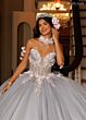 Rachel Allan RQ3184 Floral Applique Corset Bodice Quinceanera Gown