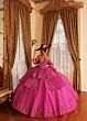 Rachel Allan RQ5021 Floral Embroidered Ruffle Back Sweet 16 Gown