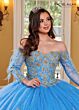 Rachel Allan RQ2167 Feather Sleeve Detachable Cape Quince Gown