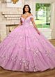 Rachel Allan RQ1134 Off-The-Shoulder Plunging Neck Quince Gown