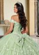 Rachel Allan RQ1134 Off-The-Shoulder Plunging Neck Quince Gown