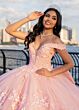 Rachel Allan RQ1134 Off-The-Shoulder Plunging Neck Quince Gown