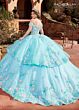 Rachel Allan RQ2179 Tiered Skirt Off-The-Shoulder Sweet 16 Gown