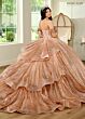 Rachel Allan RQ2183 Corset Bodice Tiered Train Quinceanera Dress