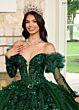 Rachel Allan RQ2184 Pick-Up Sleeve Plunging Neck Quince Dress