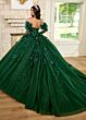 Rachel Allan RQ2184 Pick-Up Sleeve Plunging Neck Quince Dress