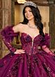 Rachel Allan RQ2184 Pick-Up Sleeve Plunging Neck Quince Dress