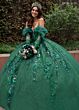 Rachel Allan RQ2184 Pick-Up Sleeve Plunging Neck Quince Dress
