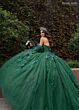 Rachel Allan RQ2184 Pick-Up Sleeve Plunging Neck Quince Dress