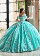 Rachel Allan RQ2186 Feather Strap Bow Back Quinceanera Gown