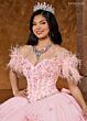 Rachel Allan RQ2186 Feather Strap Bow Back Quinceanera Gown