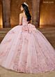 Rachel Allan RQ2186 Feather Strap Bow Back Quinceanera Gown