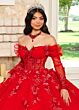 Rachel Allan RQ2188 Off-The-Shoulder Sheer Corset Quince Gown