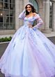 Rachel Allan RQ2188 Off-The-Shoulder Sheer Corset Quince Gown