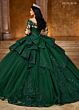 Rachel Allan RQ2192 Basque Waist Illusion Sleeve Quince Dress