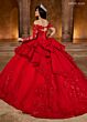 Rachel Allan RQ2192 Basque Waist Illusion Sleeve Quince Dress