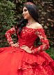 Rachel Allan RQ2192 Basque Waist Illusion Sleeve Quince Dress
