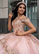 Rachel Allan RQ3129 Beaded Off-The-Shoulder Quince Dress