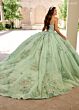 Rachel Allan RQ1155 Corset Bodice Strapless Applique Quince Dress