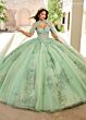 Rachel Allan RQ1155 Corset Bodice Strapless Applique Quince Dress