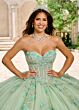 Rachel Allan RQ1155 Corset Bodice Strapless Applique Quince Dress
