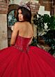 Rachel Allan RQ1156 Plunging Neck Removable Bow Quince Dress