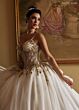 Rachel Allan RQ1158 Sweetheart Neck Gold Embroidery Quince Gown