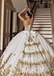 Rachel Allan RQ1158 Sweetheart Neck Gold Embroidery Quince Gown