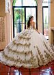 Rachel Allan RQ1158 Sweetheart Neck Gold Embroidery Quince Gown