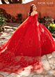 Rachel Allan RQ2160 Sheer Cape Off-The-Shoulder Sweet 16 Dress