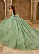 Rachel Allan RQ2210 Off-The-Shoulder Corset Bodice Quince Dress