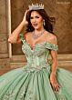 Rachel Allan RQ2210 Off-The-Shoulder Corset Bodice Quince Dress
