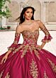Rachel Allan RQ2217 Pleated Skirt Bell Sleeve Quinceanera Dress