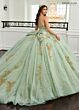 Rachel Allan RQ2221 Spaghetti Strap Plunging Neck Quinceanera Gown