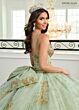 Rachel Allan RQ2221 Spaghetti Strap Plunging Neck Quinceanera Gown