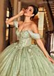 Rachel Allan RQ3146 Sheer Streamer Illusion Side Quince Dress