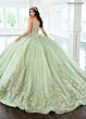 Rachel Allan RQ3146 Sheer Streamer Illusion Side Quince Dress