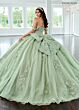 Rachel Allan RQ3154 Illusion Side Applique Strap Quinceanera Gown