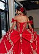 Rachel Allan RQ1180 Off The Shoulder Embellished Lace-Up Dress