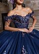 Rachel Allan RQ1184 Basque Waist Off The Shoulder Lace-Up Dress