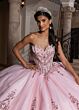 Rachel Allan RQ2243 Basque Waist Tiered Skirt Embellished Dress