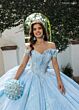 Rachel Allan RQ2246 Off The Shoulder Basque Waist Embellished Dress
