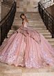 Rachel Allan RQ6010 Off The Shoulder Glitter Tulle Dress