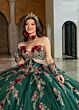 Rachel Allan RQ6011 Gauntlet Sleeve Floral Strapless Dress