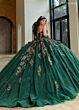 Rachel Allan RQ6011 Gauntlet Sleeve Floral Strapless Dress