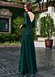 Rachel Allan RB8105 Long Sleeves Godet Skirt V-Back Dress
