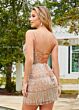 Rachel Allan 40208 Fringe Skirt Lace-Up Dress