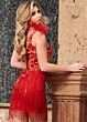 Rachel Allan 40278 Fringe Hem One Shoulder Dress