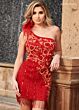 Rachel Allan 40278 Fringe Hem One Shoulder Dress